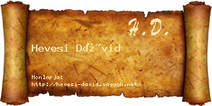 Hevesi Dávid névjegykártya