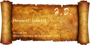 Hevesi Dávid névjegykártya